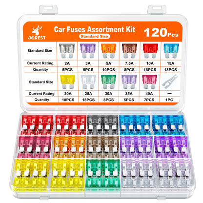 JOREST 300Pcs Car Fuse Assortment Kit, 160 Mini Blade Fuses Automotive + 90 Standard Auto Fuses + 50 Micro + Puller – Replacement for RV Camper Boat Truck (2Amp 3A 5A 7.5A 10A 15A 20A 25A 30A 35A 40A)