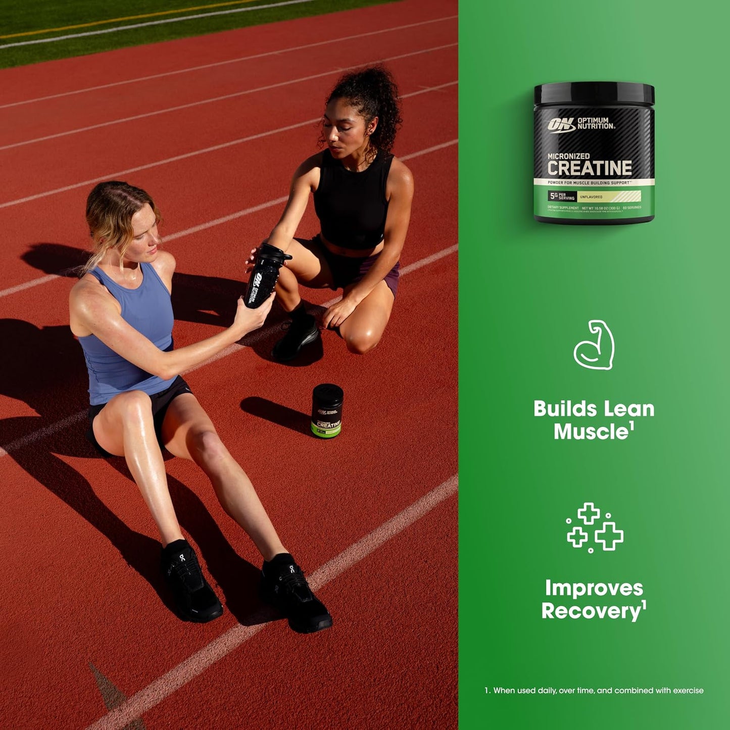Optimum Nutrition Creatine, Micronized Creatine Monohydrate Powder, Supports Strength & Recovery, Banned Substance Tested, Unflavored, 5g per Serving, 60 Servings | 5g Micronized Creatine Monohydrate Powder Per Serving, Supports Muscle Strength & Power, E