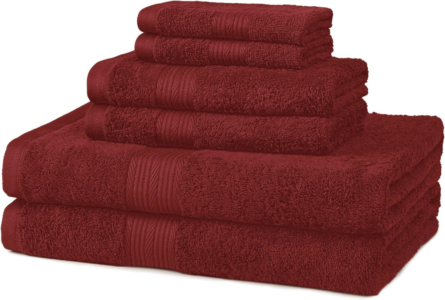 Amazon Basics 6-Piece Oversized Fade-Resistant Towel Set, 100% Cotton, Highly Absorbent, Soft, Teal, 2 Bath Towels, 2 Hand Towels, 2 Washcloths