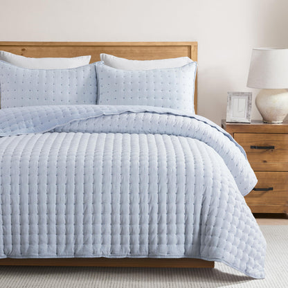 WDCOZY Beige King Size Quilt Bedding Sets with Pillow Shams, Tan Cream Lightweight Bedspread Coverlet, Quilted Blanket Thin Comforter Bed Cover, All Season Summer Spring, 3 Pieces, 104x90 inches