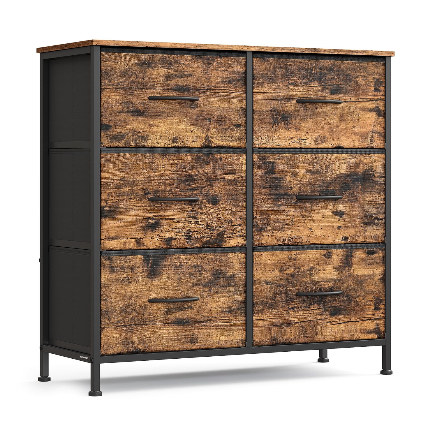 SONGMICS BELLAH Collection - Dresser for Bedroom, Chest of Drawers, Storage Organizer Unit, Closet, Entryway, Steel, 4 Drawers, Modern, Ink Black and Ebony Black ULGS314B01S