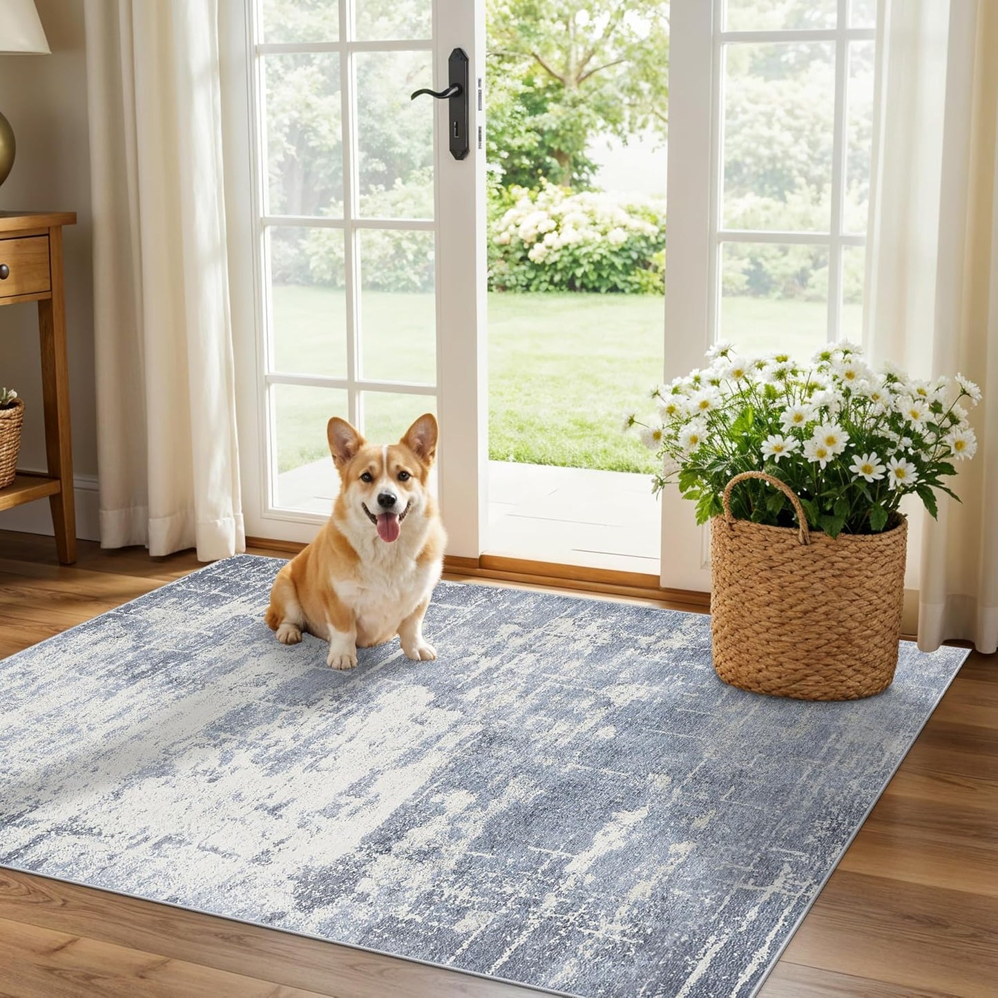 2x6 Hallway Washable Runner Rug : Vintage Soft Kitchen Laundry Runner with Non Slip Backing Farmhouse Entryway Living Room Floor Mat Stain Resistant Carpet for Bedroom Bathroom Distressed Beside Rug