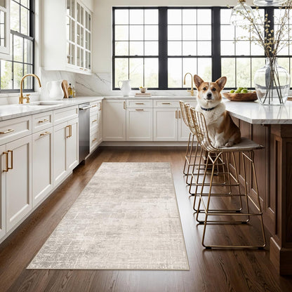 2x6 Hallway Washable Runner Rug : Vintage Soft Kitchen Laundry Runner with Non Slip Backing Farmhouse Entryway Living Room Floor Mat Stain Resistant Carpet for Bedroom Bathroom Distressed Beside Rug
