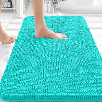 OLANLY Bathroom Rugs 30x20, Extra Soft Absorbent Chenille Bath Rugs | Grey, Quick-Drying Rubber Backing, Machine Washable Bath Mat for Bathroom Floor, Tub and Shower, Home Decor Accessories