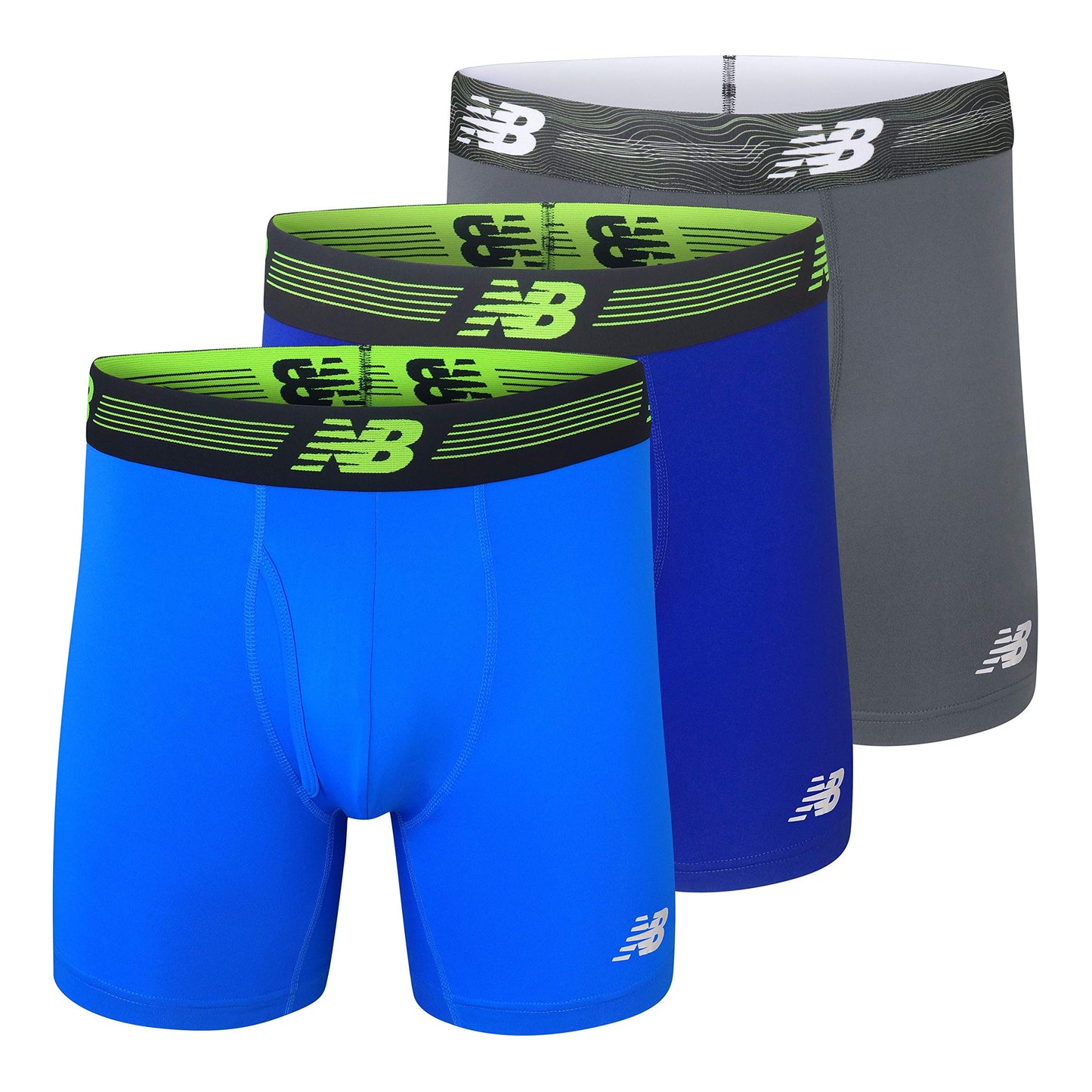 New Balance Men's Performance Boxer Briefs with Fly, Breathable Stretch Underwear, Moisture Wicking, Soft Waistband (3 Pack)