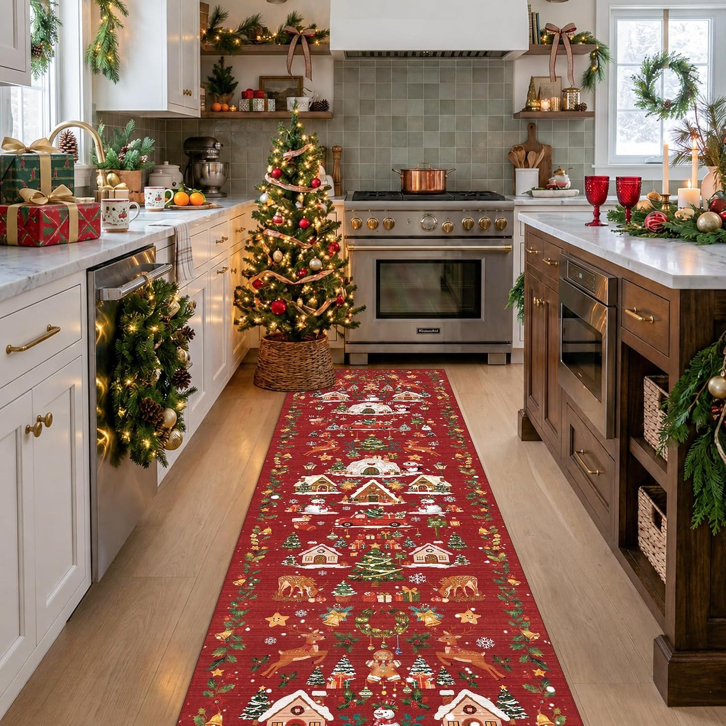 2x6 Hallway Washable Runner Rug : Vintage Soft Kitchen Laundry Runner with Non Slip Backing Farmhouse Entryway Living Room Floor Mat Stain Resistant Carpet for Bedroom Bathroom Distressed Beside Rug