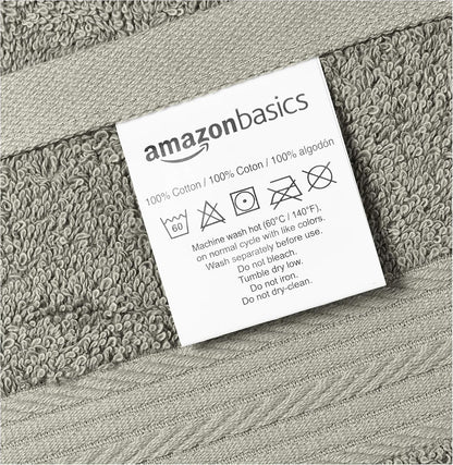 Amazon Basics 6-Piece Oversized Fade-Resistant Towel Set, 100% Cotton, Highly Absorbent, Soft, Teal, 2 Bath Towels, 2 Hand Towels, 2 Washcloths