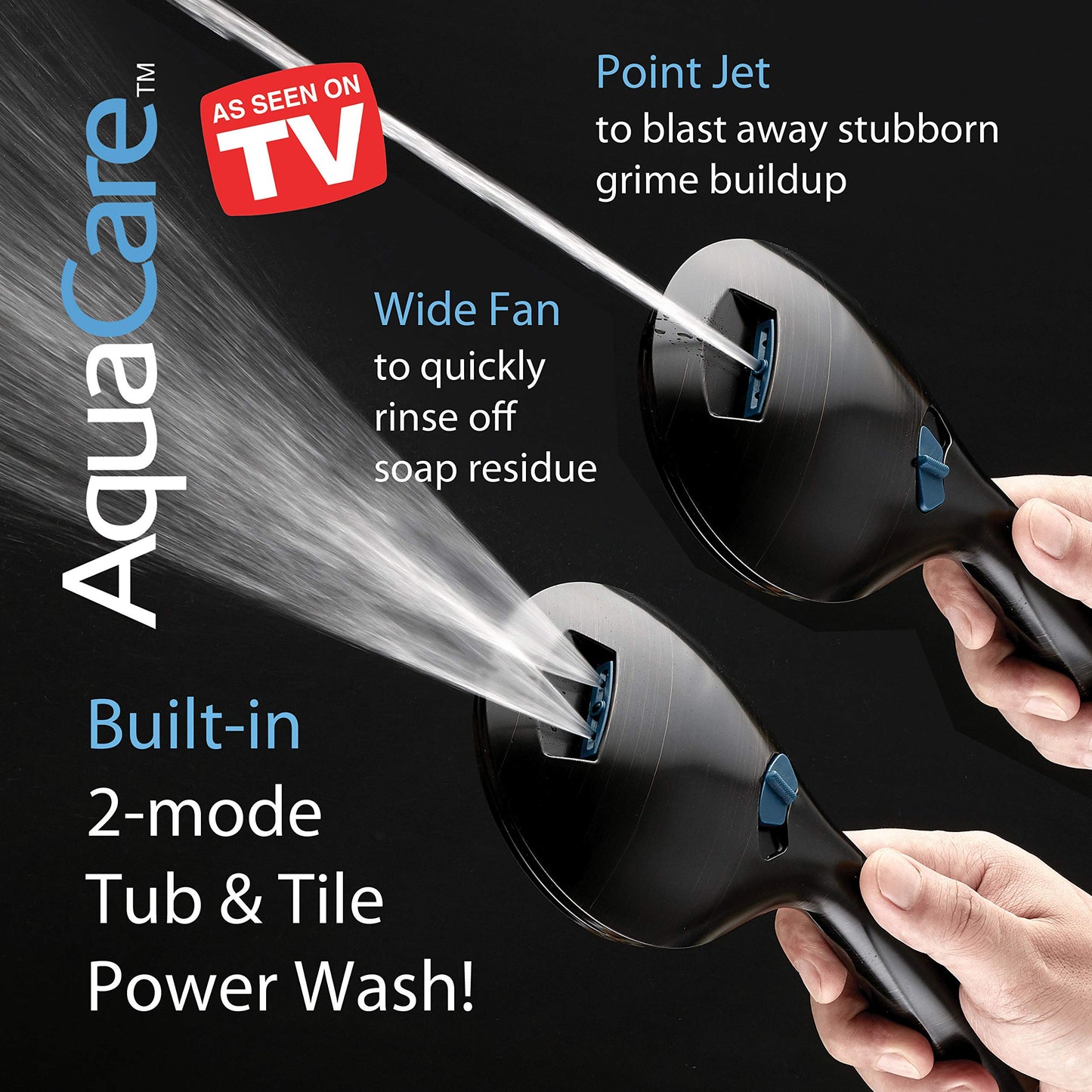 AquaCare 8-mode High Pressure Handheld Shower Head with 2-mode Power Wash | Stay Clean Nozzles, Dual Power Wash for Tub, Tile & Pets, Long 6 ft. Stainless Steel Hose, Wall & Overhead Brackets / Chrome
