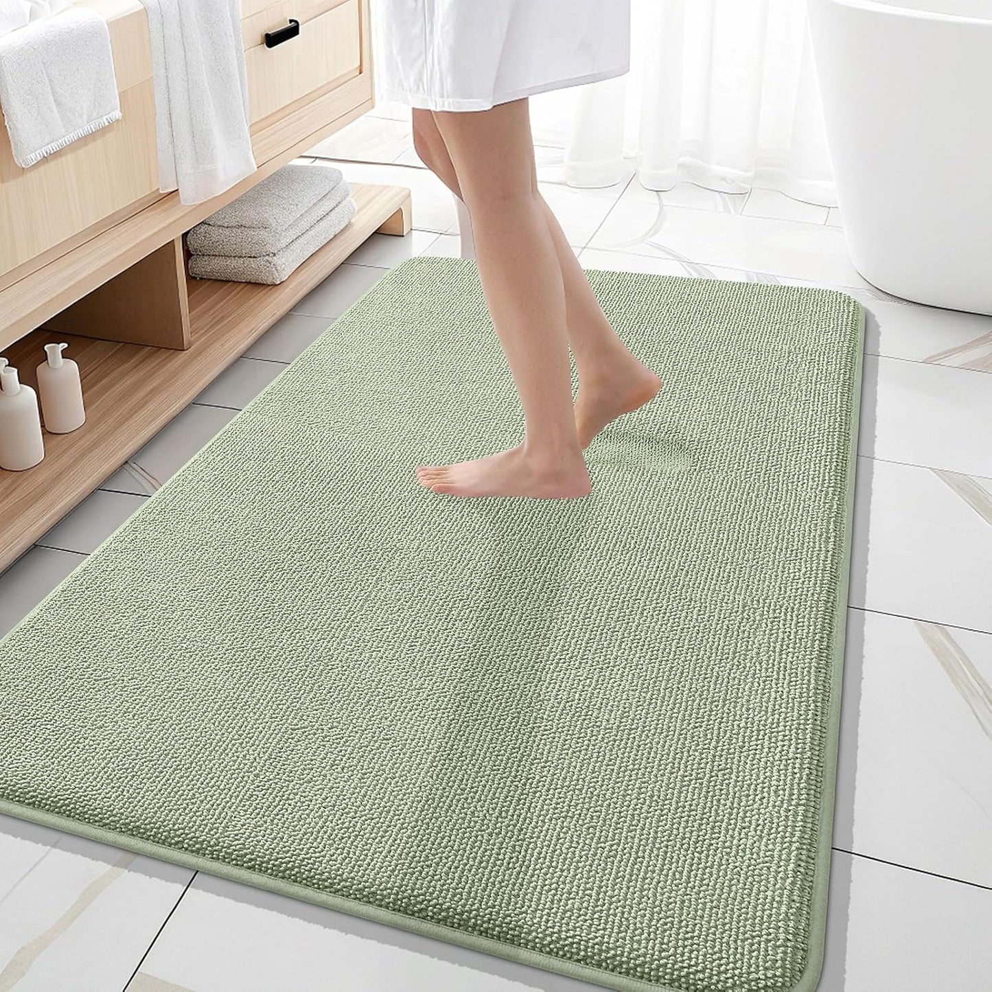 OLANLY Thick Memory Foam Bathroom Rugs 30x20, Soft Absorbent Bath Mat, Teal | Quick Dry Bath Rugs, Non-Slip Carpet, Machine Washable Mats for Bathroom Floor, Tub and Shower, Home Decor Accessories