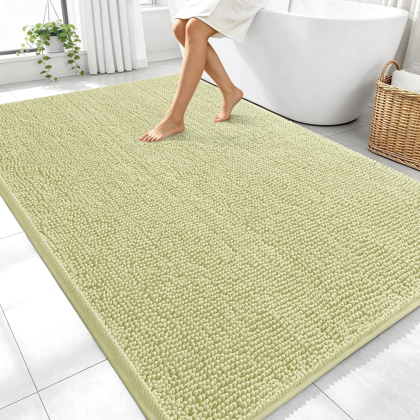 OLANLY Bathroom Rugs 30x20, Extra Soft Absorbent Chenille Bath Rugs | Grey, Quick-Drying Rubber Backing, Machine Washable Bath Mat for Bathroom Floor, Tub and Shower, Home Decor Accessories