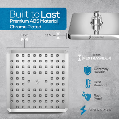 SparkPod Rain Shower Head, 6 Inch Round, Luxury Polished Chrome Finish | High Pressure Shower Heads, 90 Nozzles, Adjustable Showerhead, No Tools Needed, Universal Connection