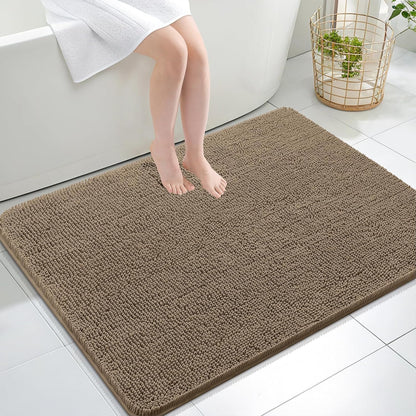 OLANLY Bathroom Rugs 30x20, Extra Soft Absorbent Chenille Bath Rugs | Grey, Quick-Drying Rubber Backing, Machine Washable Bath Mat for Bathroom Floor, Tub and Shower, Home Decor Accessories