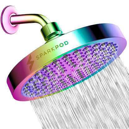 SparkPod Rain Shower Head, 6 Inch Round, Luxury Polished Chrome Finish | High Pressure Shower Heads, 90 Nozzles, Adjustable Showerhead, No Tools Needed, Universal Connection