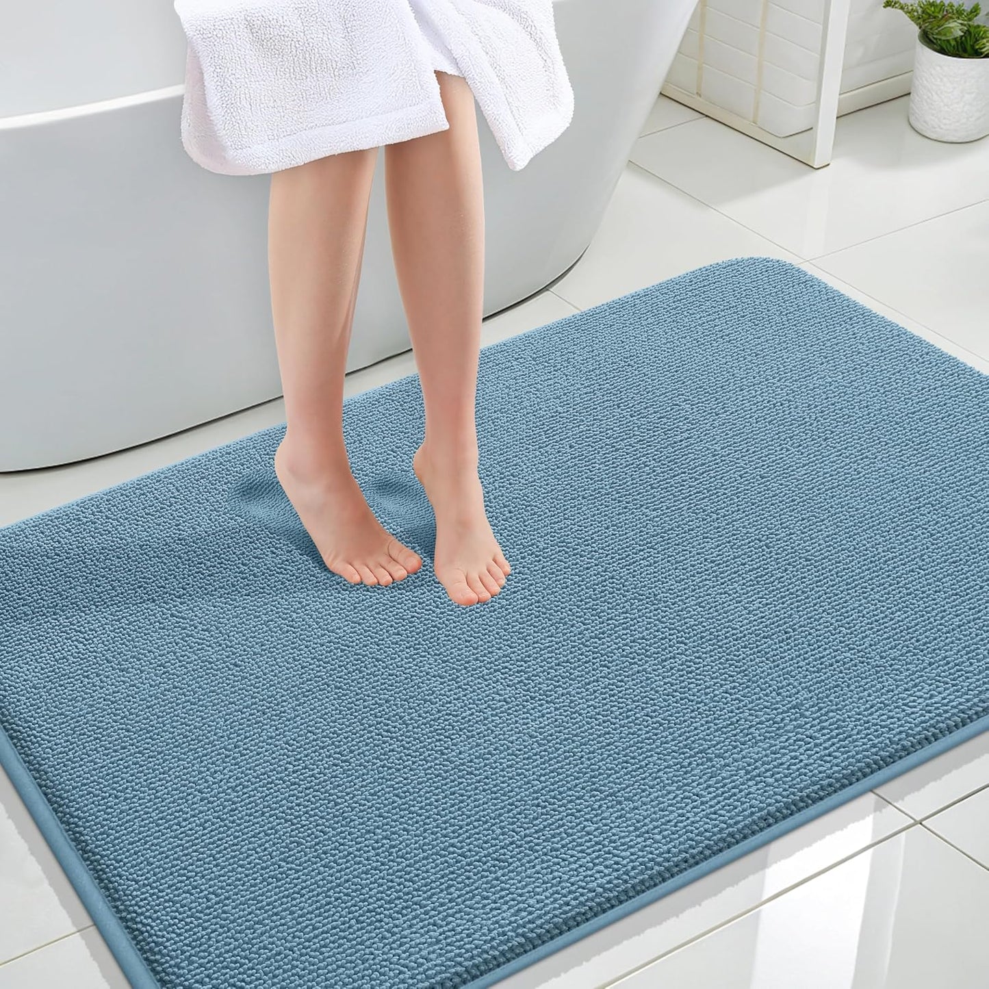 OLANLY Thick Memory Foam Bathroom Rugs 30x20, Soft Absorbent Bath Mat, Teal | Quick Dry Bath Rugs, Non-Slip Carpet, Machine Washable Mats for Bathroom Floor, Tub and Shower, Home Decor Accessories