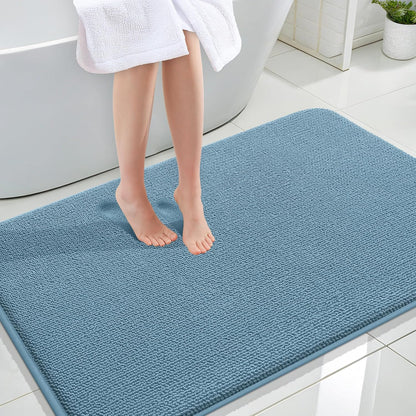 OLANLY Thick Memory Foam Bathroom Rugs 30x20, Soft Absorbent Bath Mat, Teal | Quick Dry Bath Rugs, Non-Slip Carpet, Machine Washable Mats for Bathroom Floor, Tub and Shower, Home Decor Accessories