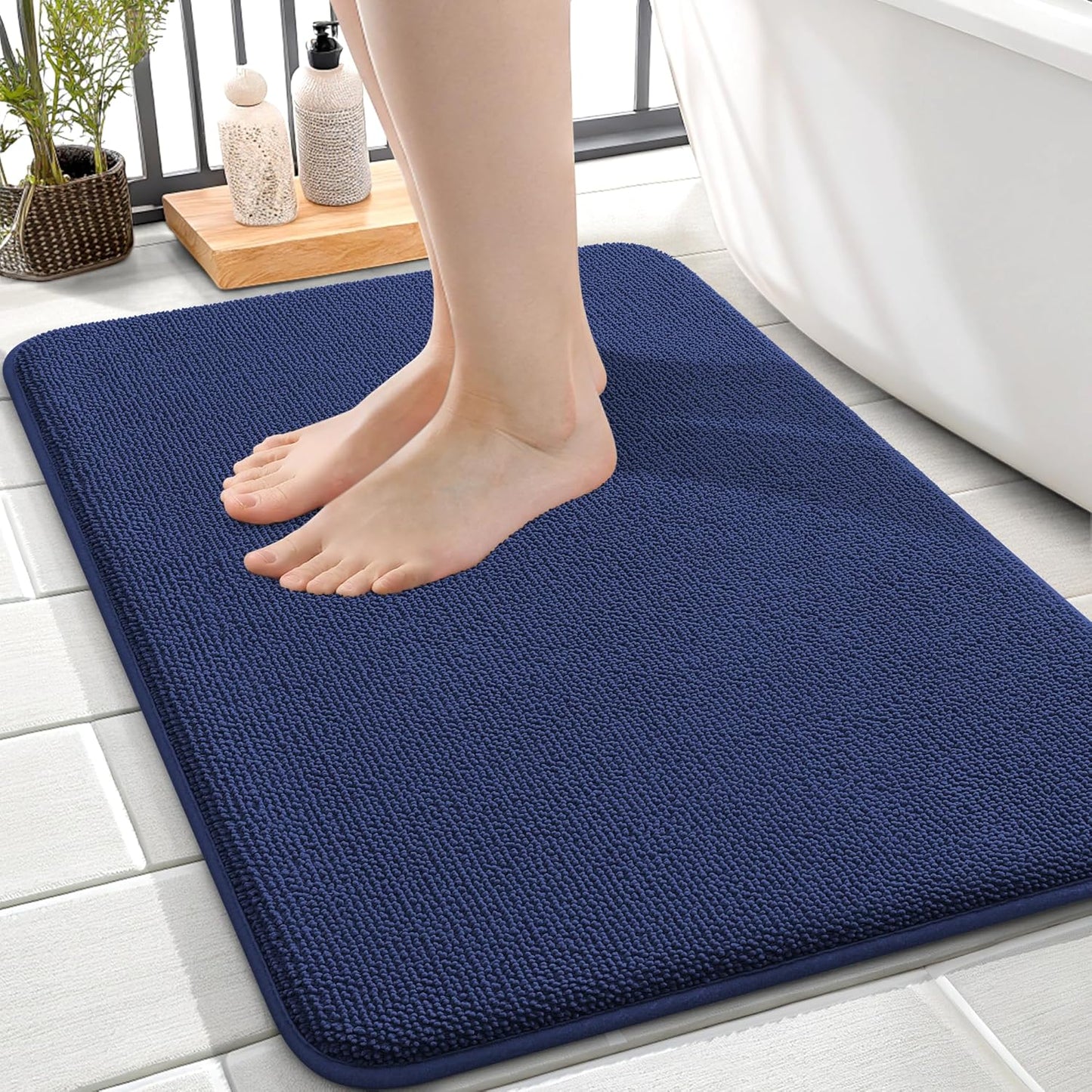 OLANLY Thick Memory Foam Bathroom Rugs 30x20, Soft Absorbent Bath Mat, Teal | Quick Dry Bath Rugs, Non-Slip Carpet, Machine Washable Mats for Bathroom Floor, Tub and Shower, Home Decor Accessories