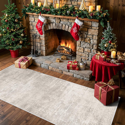 2x6 Hallway Washable Runner Rug : Vintage Soft Kitchen Laundry Runner with Non Slip Backing Farmhouse Entryway Living Room Floor Mat Stain Resistant Carpet for Bedroom Bathroom Distressed Beside Rug