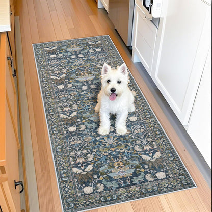 2x6 Hallway Washable Runner Rug : Vintage Soft Kitchen Laundry Runner with Non Slip Backing Farmhouse Entryway Living Room Floor Mat Stain Resistant Carpet for Bedroom Bathroom Distressed Beside Rug