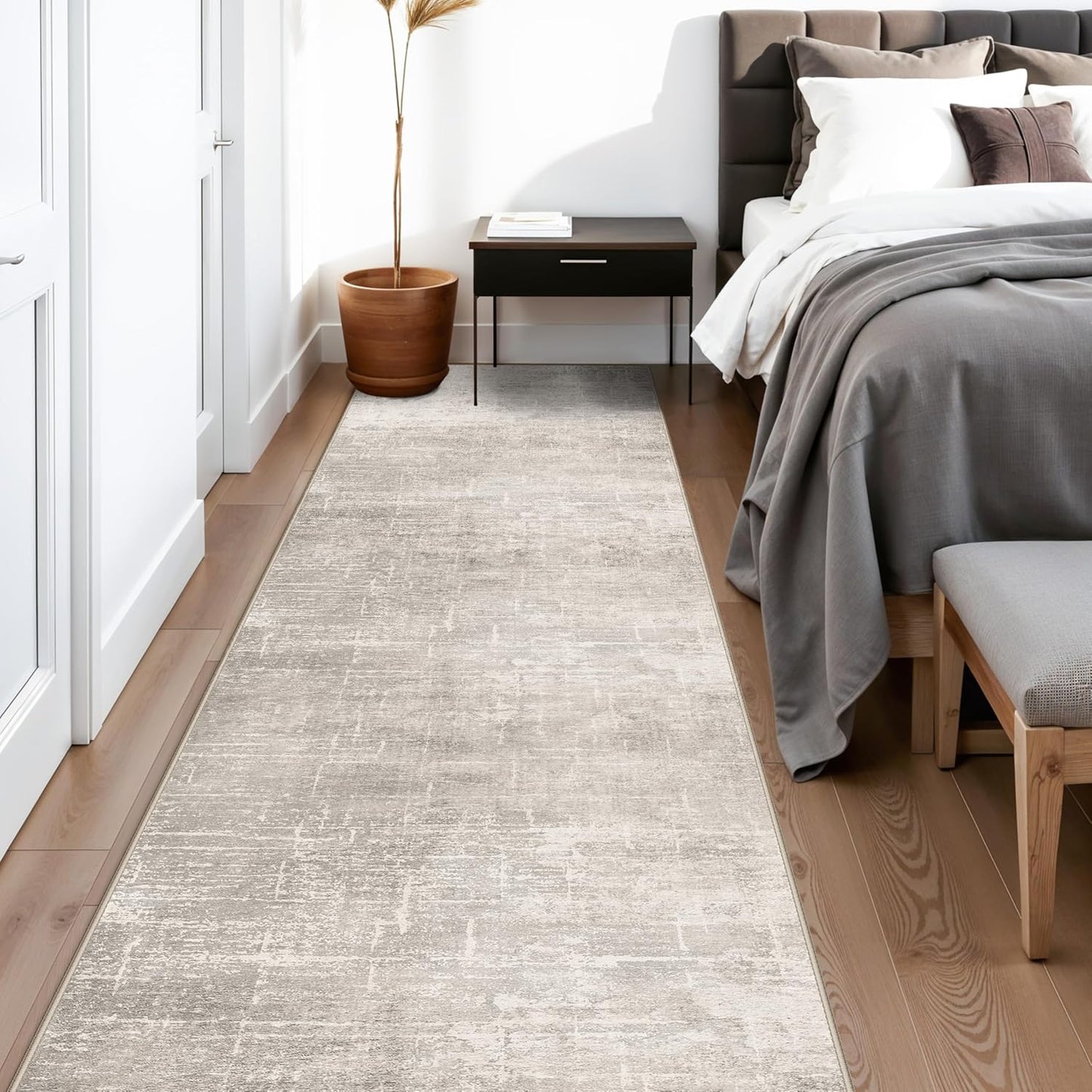 2x6 Hallway Washable Runner Rug : Vintage Soft Kitchen Laundry Runner with Non Slip Backing Farmhouse Entryway Living Room Floor Mat Stain Resistant Carpet for Bedroom Bathroom Distressed Beside Rug