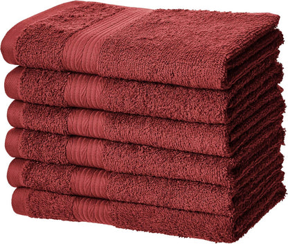 Amazon Basics 6-Piece Oversized Fade-Resistant Towel Set, 100% Cotton, Highly Absorbent, Soft, Teal, 2 Bath Towels, 2 Hand Towels, 2 Washcloths