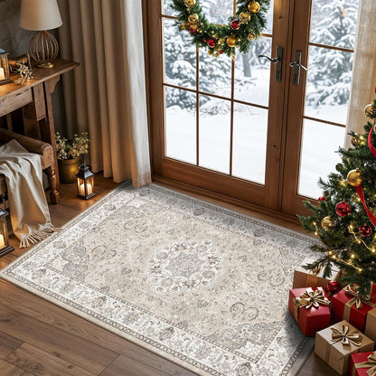 2x6 Hallway Washable Runner Rug : Vintage Soft Kitchen Laundry Runner with Non Slip Backing Farmhouse Entryway Living Room Floor Mat Stain Resistant Carpet for Bedroom Bathroom Distressed Beside Rug