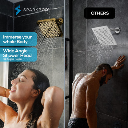 SparkPod Rain Shower Head, 6 Inch Round, Luxury Polished Chrome Finish | High Pressure Shower Heads, 90 Nozzles, Adjustable Showerhead, No Tools Needed, Universal Connection