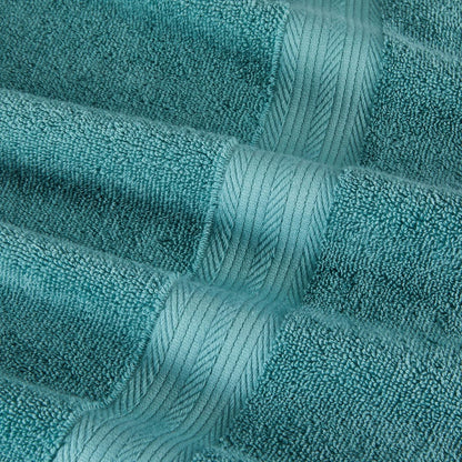 Amazon Basics 6-Piece Oversized Fade-Resistant Towel Set, 100% Cotton, Highly Absorbent, Soft, Teal, 2 Bath Towels, 2 Hand Towels, 2 Washcloths