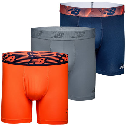 New Balance Men's Performance Boxer Briefs with Fly, Breathable Stretch Underwear, Moisture Wicking, Soft Waistband (3 Pack)